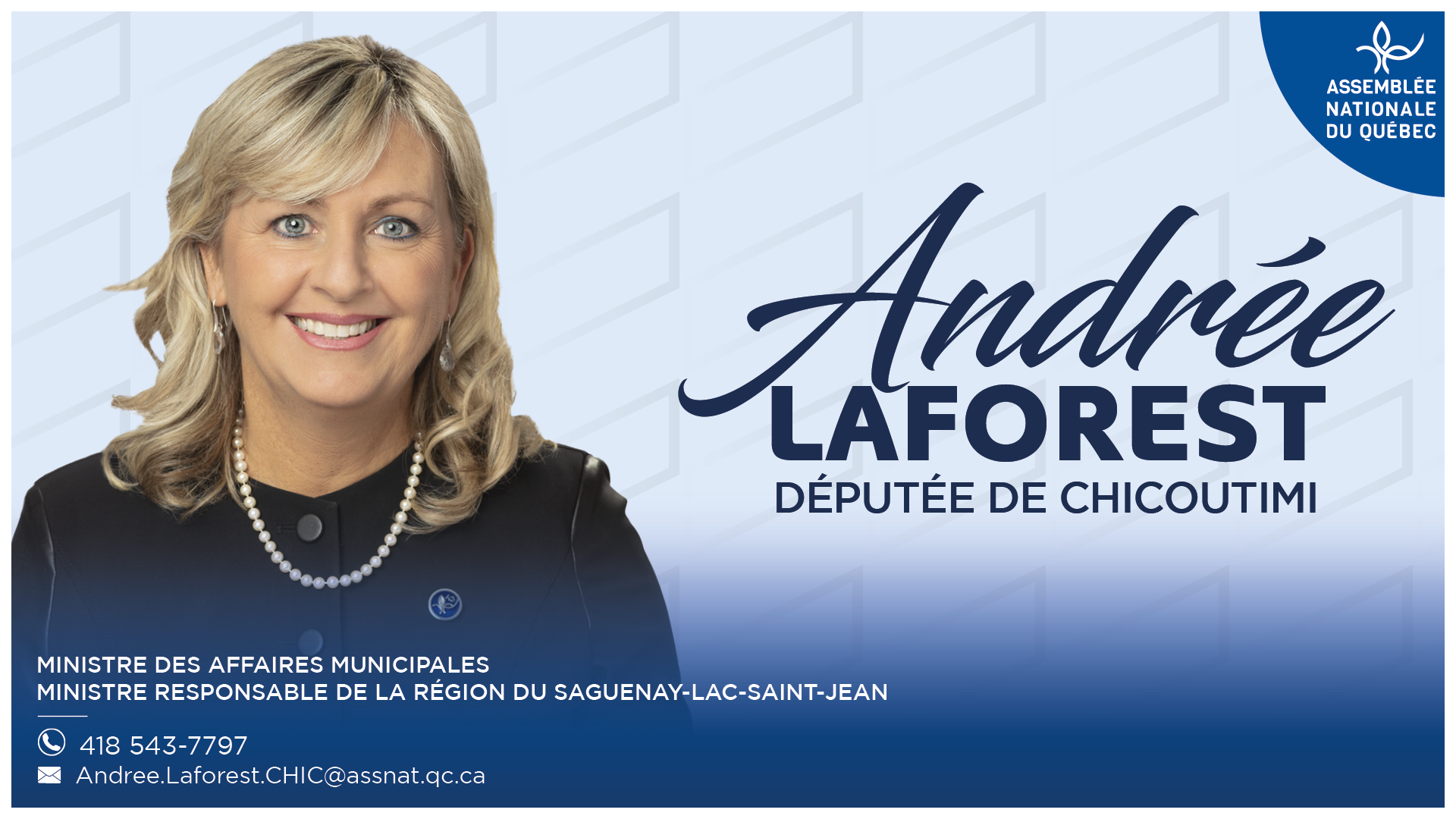 https://rivieredumoulin.com/Andrée Laforest - Députée de Chicoutimi